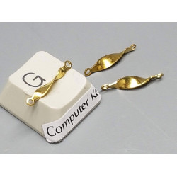 Connector, twisted bar shape, 16x3mm, raw brass, each