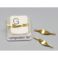 Connector, twisted bar shape, 16x3mm, raw brass, each