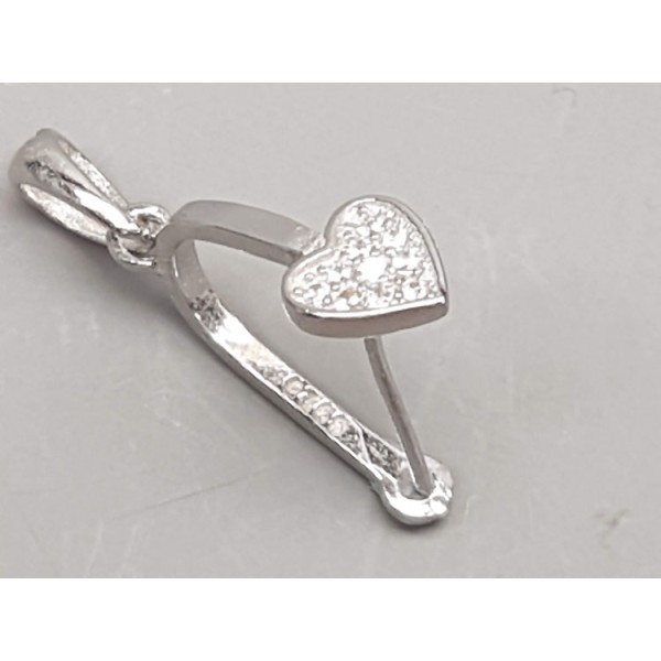 STOCK SALE: Sterling Silver Bail, rhodium plated, micro pave cubic zirconia pendant bail, each