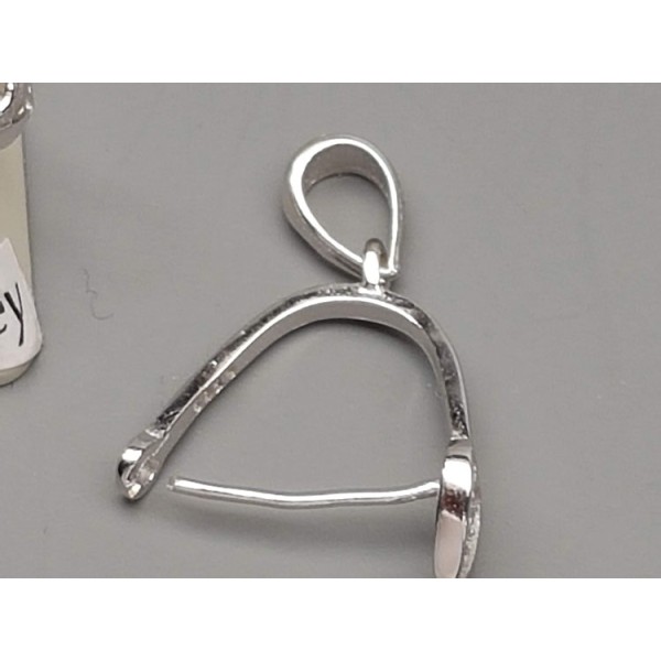 STOCK SALE: Sterling Silver Bail, rhodium plated, micro pave cubic zirconia pendant bail, each