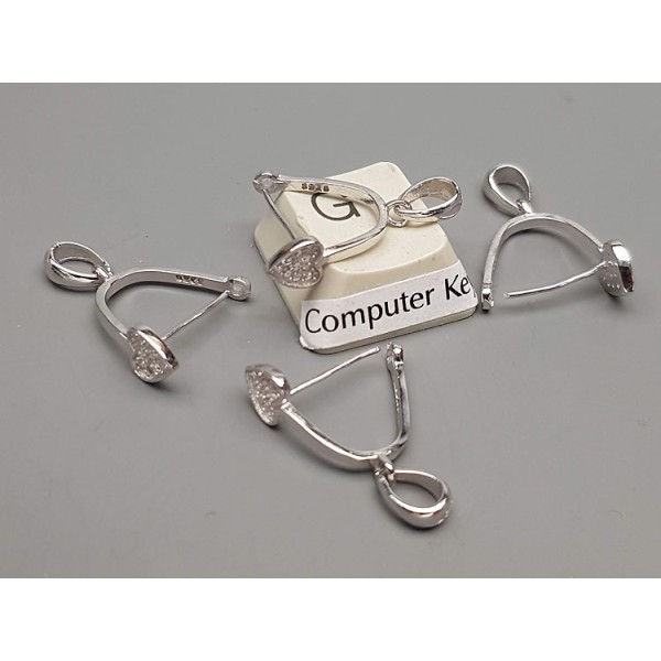 STOCK SALE: Sterling Silver Bail, rhodium plated, micro pave cubic zirconia pendant bail, each