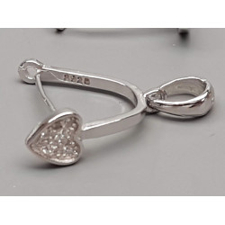 STOCK SALE: Sterling Silver Bail, rhodium plated, micro pave cubic zirconia pendant bail, each