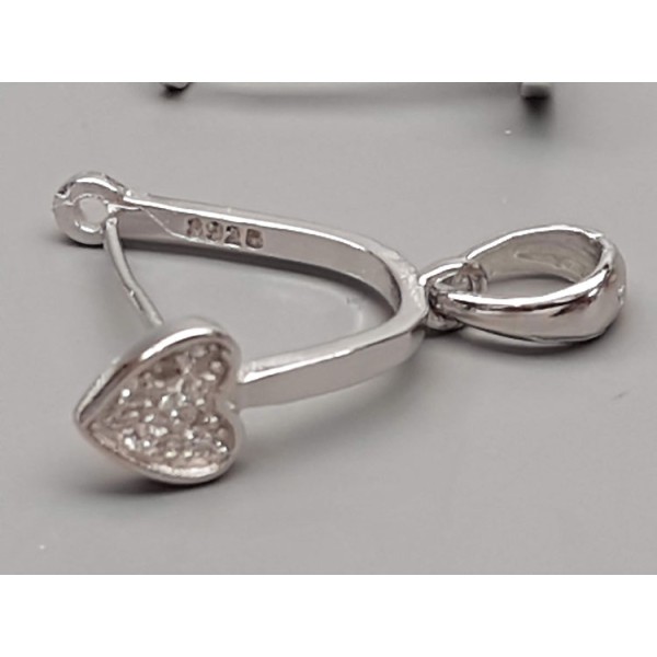 STOCK SALE: Sterling Silver Bail, rhodium plated, micro pave cubic zirconia pendant bail, each