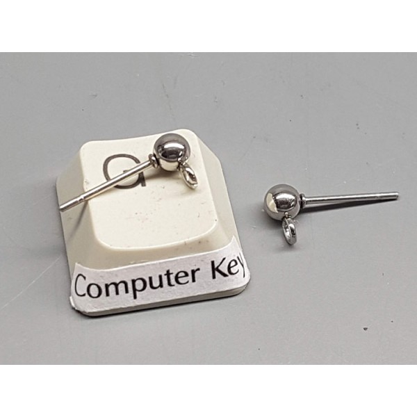 Earring Stud with front facing loop, 4mm ball, Surgical Steel, pair