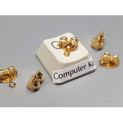 Scroll back for studs, large with loop for hanging, 18ct gold plated, pair