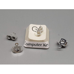 Scroll back for studs, large with loop for hanging, silver plated, pair