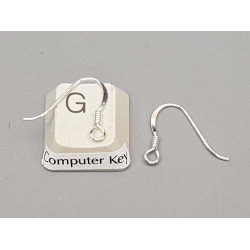 Sterling Silver French Hook Ear Wire, 15x19x0.69mm with spring, pair