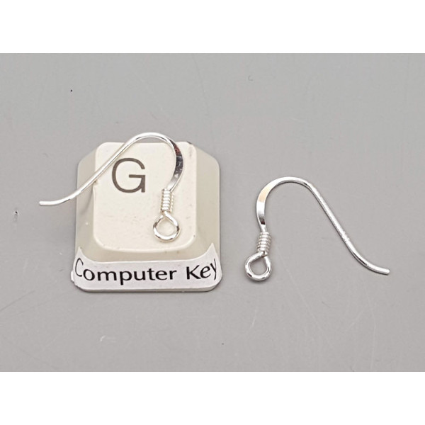 Sterling Silver French Hook Ear Wire, 15x19x0.69mm with spring, pair