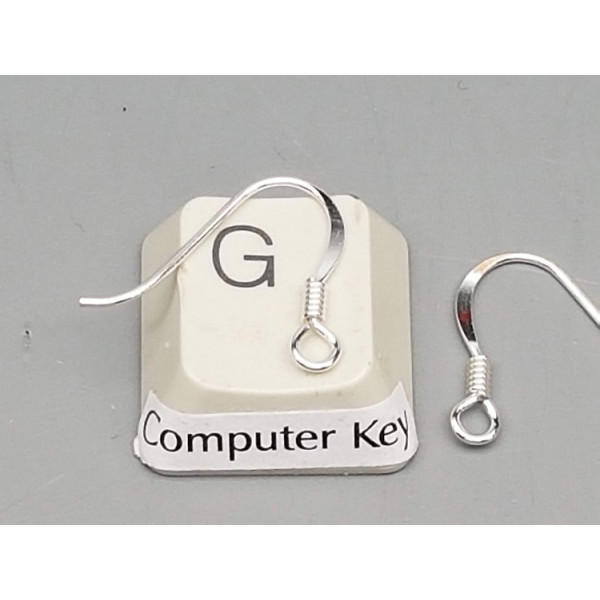 Sterling Silver French Hook Ear Wire, 15x19x0.69mm with spring, pair