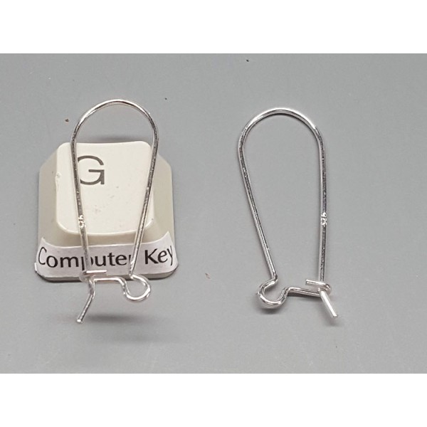 Sterling Silver Kidney Wires, 31mm, per pair