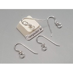 Sterling Silver French Hook Ear Wire with 3mm ball, 15mm x 0.8mm, pair