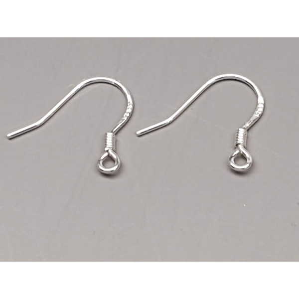 Sterling Silver French Hook Ear Wire, 14x16x0.7mm, with spring, per pair