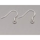 Sterling Silver French Hook Ear Wire, 14x16x0.7mm, with spring, per pair