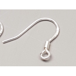 Sterling Silver French Hook Ear Wire, 14x16x0.7mm, with spring, per pair