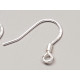 Sterling Silver French Hook Ear Wire, 14x16x0.7mm, with spring, per pair