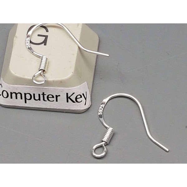 Sterling Silver French Hooks Ear Wire, 14x17x0.6mm, with spring, per pair