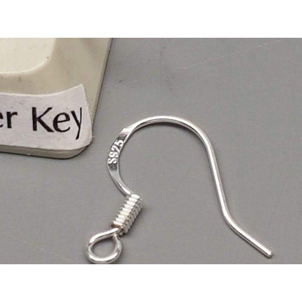 Sterling Silver French Hooks Ear Wire, 14x17x0.6mm, with spring, per pair