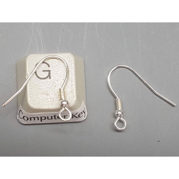 Sterling Silver French Hook Ear Wire, 17x19mm x 0.75mm, with ball and spring, per pair