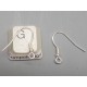 Sterling Silver French Hook Ear Wire, 17x19mm x 0.75mm, with ball and spring, per pair