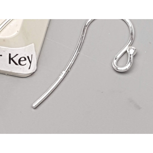 Sterling Silver French Hook Ear Wire, 12x23mm x 0.8mm, pair