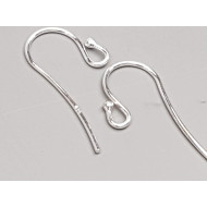 Sterling Silver French Hook Ear Wire, 12x23mm x 0.8mm, pair