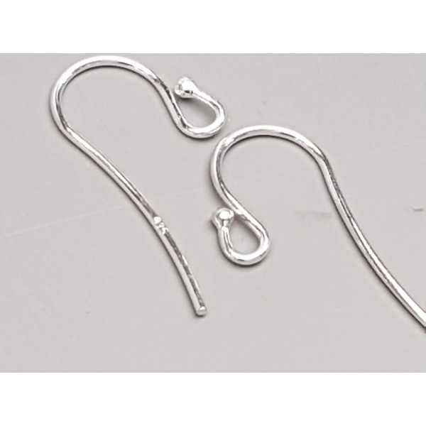 Sterling Silver French Hook Ear Wire, 12x23mm x 0.8mm, pair