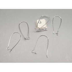 Medium Kidney Wire, 30mm, NF silver plate, pair