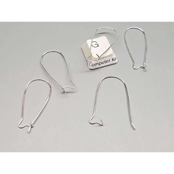 Medium Kidney Wire, 30mm, NF silver plate, pair