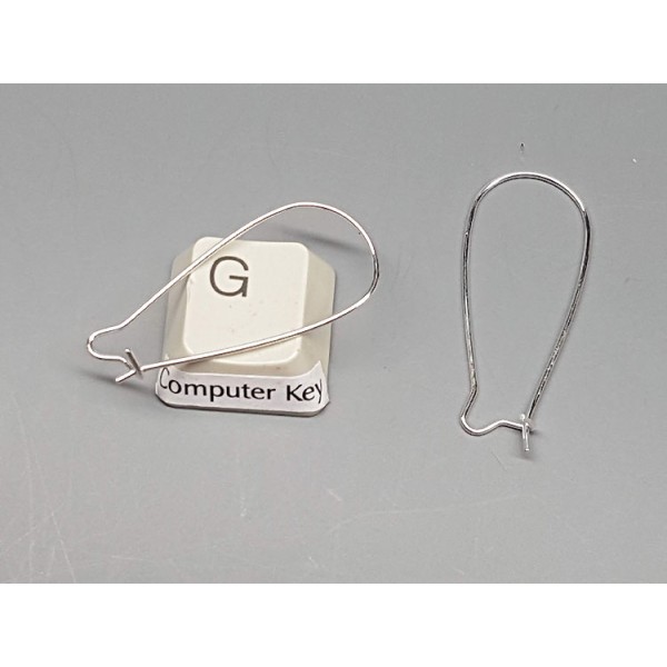Medium Kidney Wire, 30mm, NF silver plate, pair