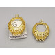 Filigree spirals, Octagon with round centre, Three Loops, raw Brass, each