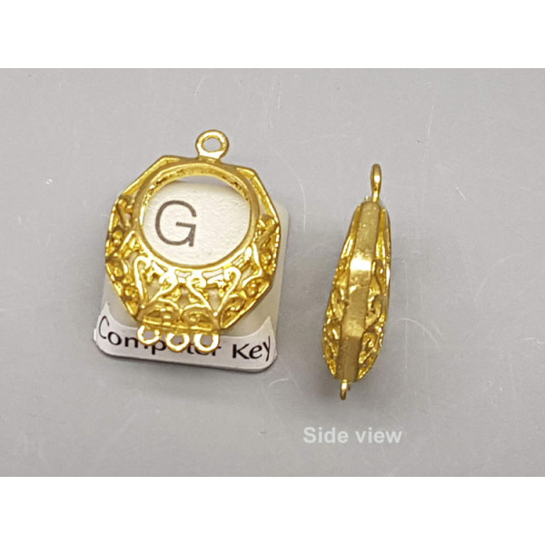 Filigree spirals, Octagon with round centre, Three Loops, raw Brass, each