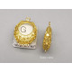 Filigree spirals, Octagon with round centre, Three Loops, raw Brass, each