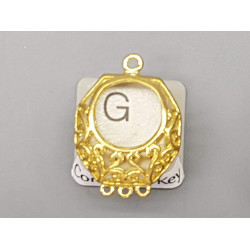 Filigree spirals, Octagon with round centre, Three Loops, raw Brass, each