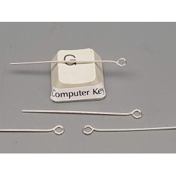 Eye Pin, 40mm x 0.7mm dia, silver plated, per 100