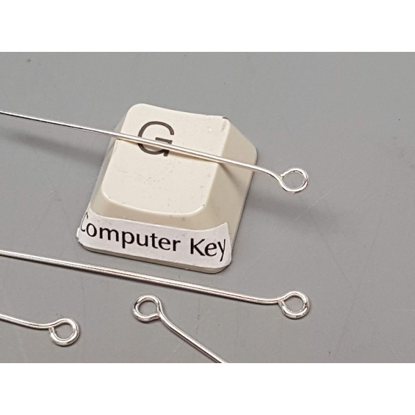 Eye Pin, 40mm x 0.7mm dia, silver plated, per 100