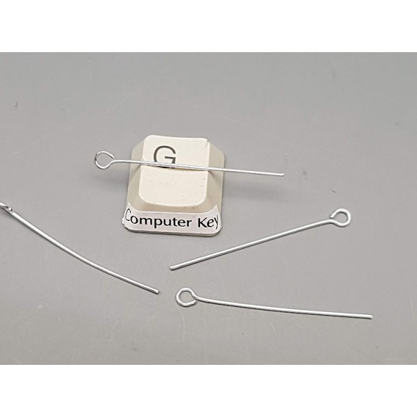 Eye Pin, 35mm x 0.68mm dia, silver plated, per 50