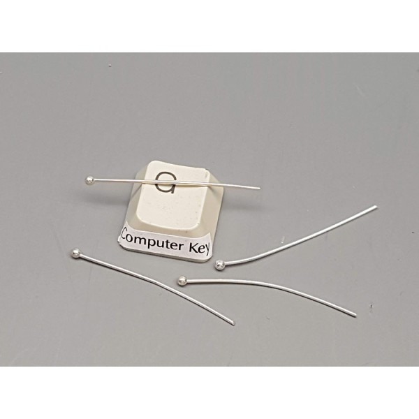 Head Pin, 35mm x 0.7mm, silver plate with Ball Head, bag 50