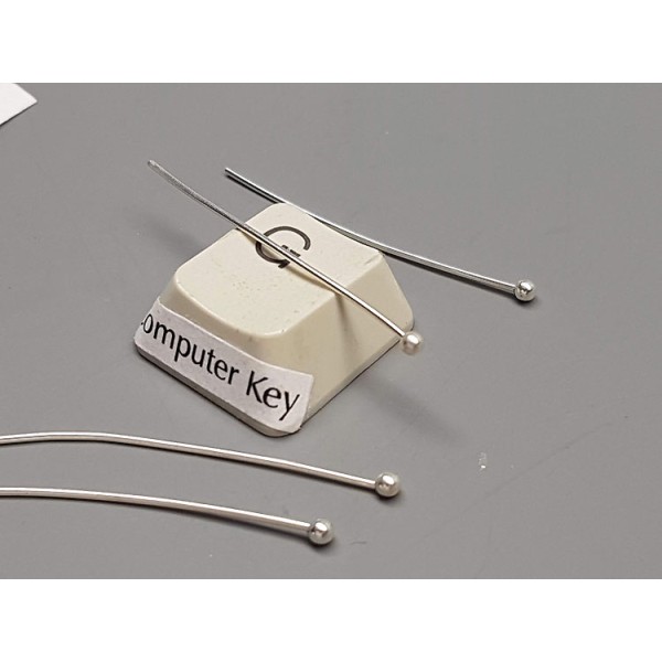 Head Pin, 35mm x 0.7mm, silver plate with Ball Head, bag 50