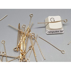 Eye Pin, 30mm, standard, 14ct gold plate, each