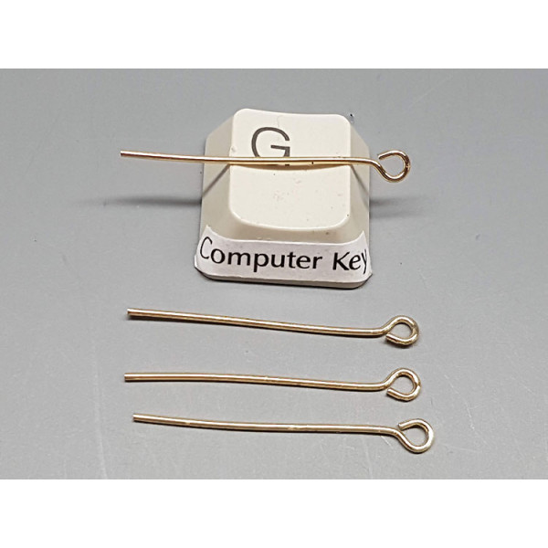 Eye Pin, 30mm, standard, 14ct gold plate, each