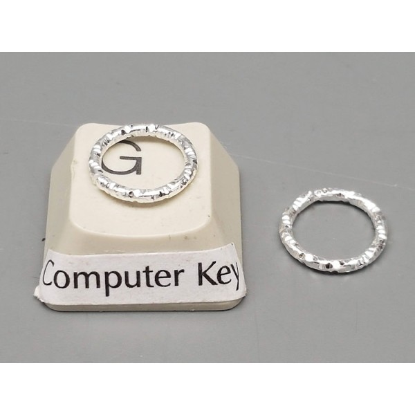 Jump Rings, 10mm OD, round, hammered textured, silver plate, bag 100