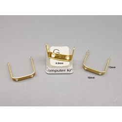 Brass U-shape staple pin, flat surface, 2 holes, connector