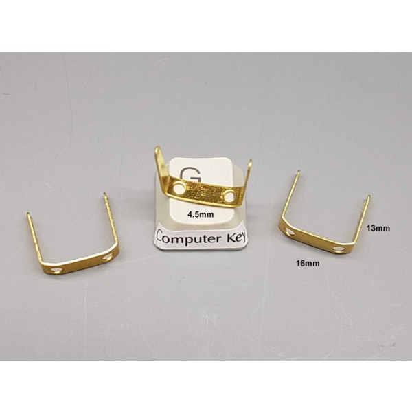 Brass U-shape staple pin, flat surface, 2 holes, connector