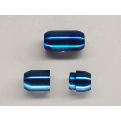 Magnetic clasp, 10mm x 19mm, 6mm hole, blue stainless steel