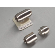 Magnetic clasp, 10mm x 19mm, 6mm hole, matte stainless steel