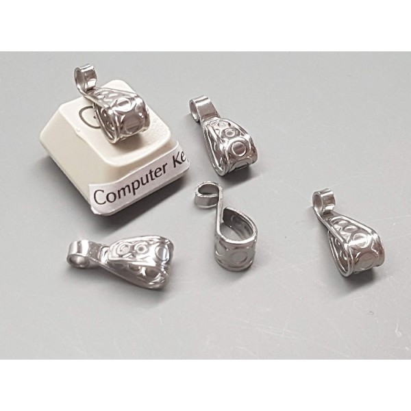 Bail, with circles pattern, 6x15mm, stainless steel