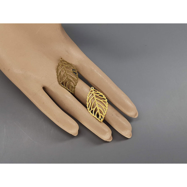 35x20mm  Filigree Leaf, Brass