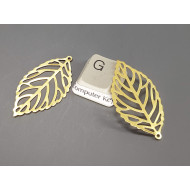 35x20mm  Filigree Leaf, Brass