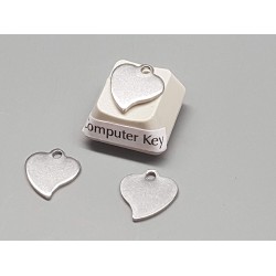 Charm, fancy Heart, stainless steel 12x12mm, per 10