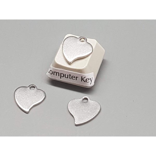 Charm, fancy Heart, stainless steel 12x12mm, per 10